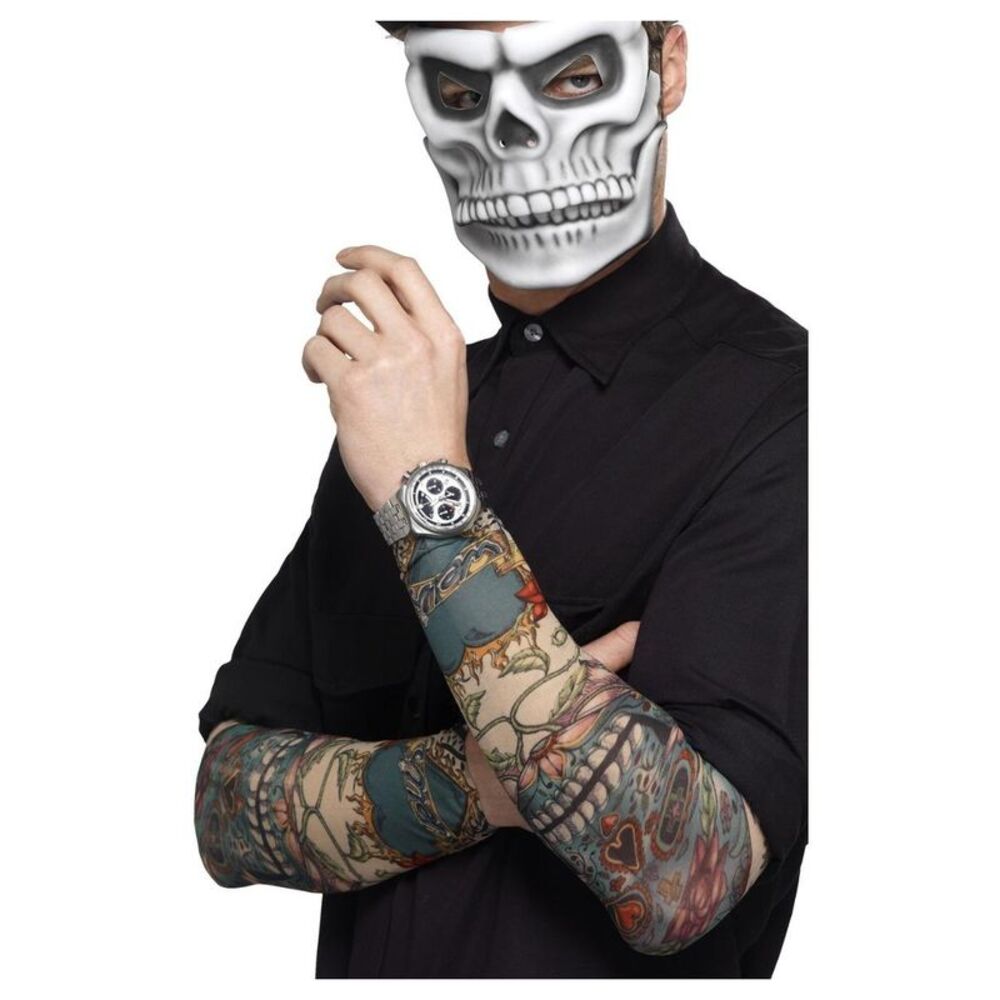 Smiffys Unisex Adult Day Of The Dead Costume Tattoo Sleeve (Pack of 2) / Multico